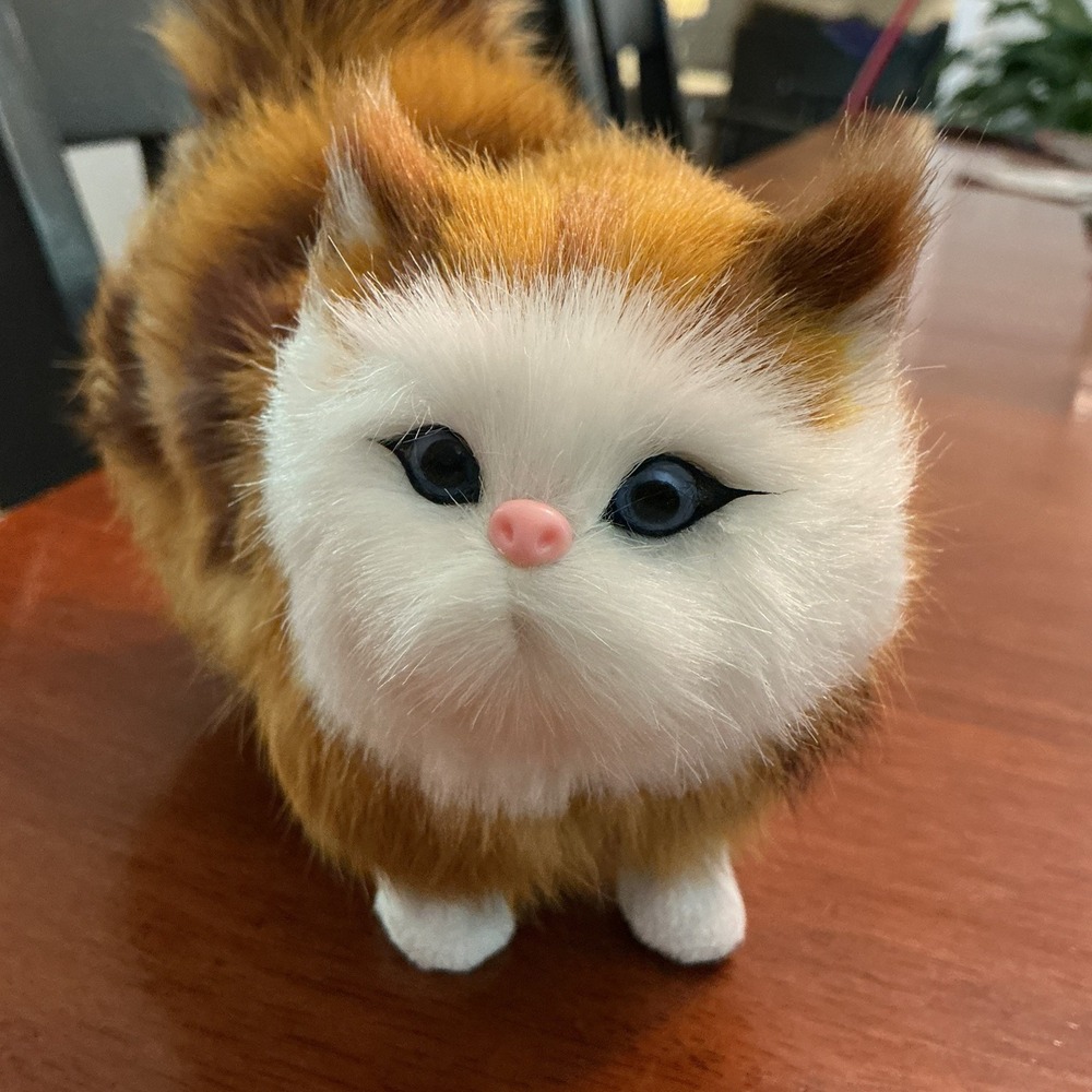 LIFELIKE KITTY CAT FIGURE MADE W/ FAUX FUR Doll